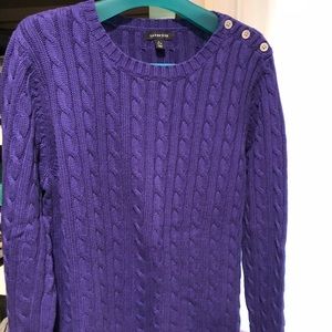 Blue Lands End cotton sweater.